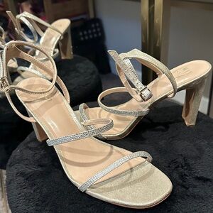 Mix No. 6 Glittering Silver Strappy Heels